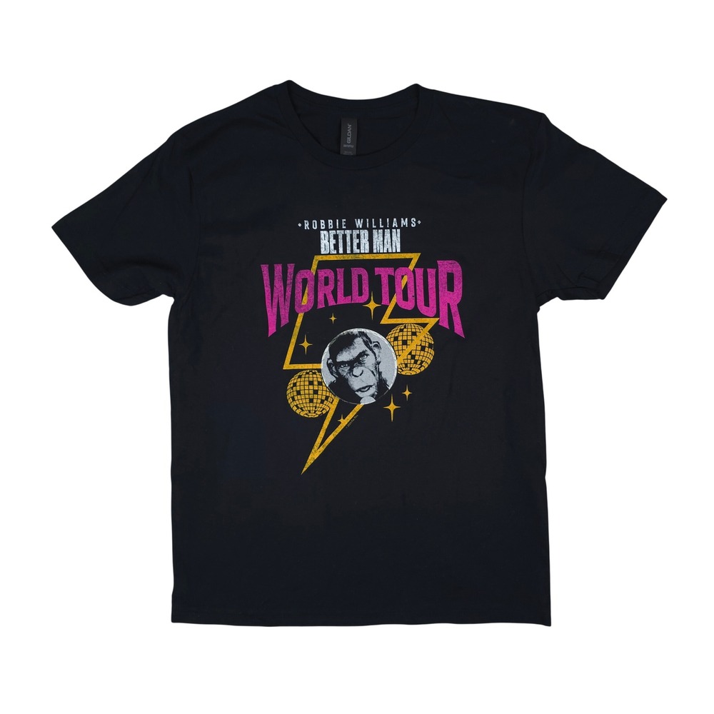 Robbie Williams Better Man World Tour Shirt Mens M Black Graphic Concert Tee